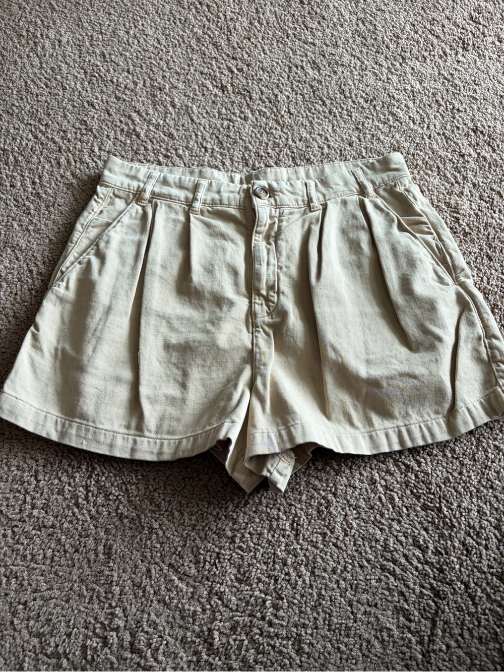 Free People High Waist Pleated Shorts - Cream